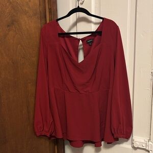 Torrid Deep Red Blouse with Keyhole Accent